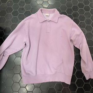 Tna cozy fleece boyfriend polo sweatshirt lightly worn